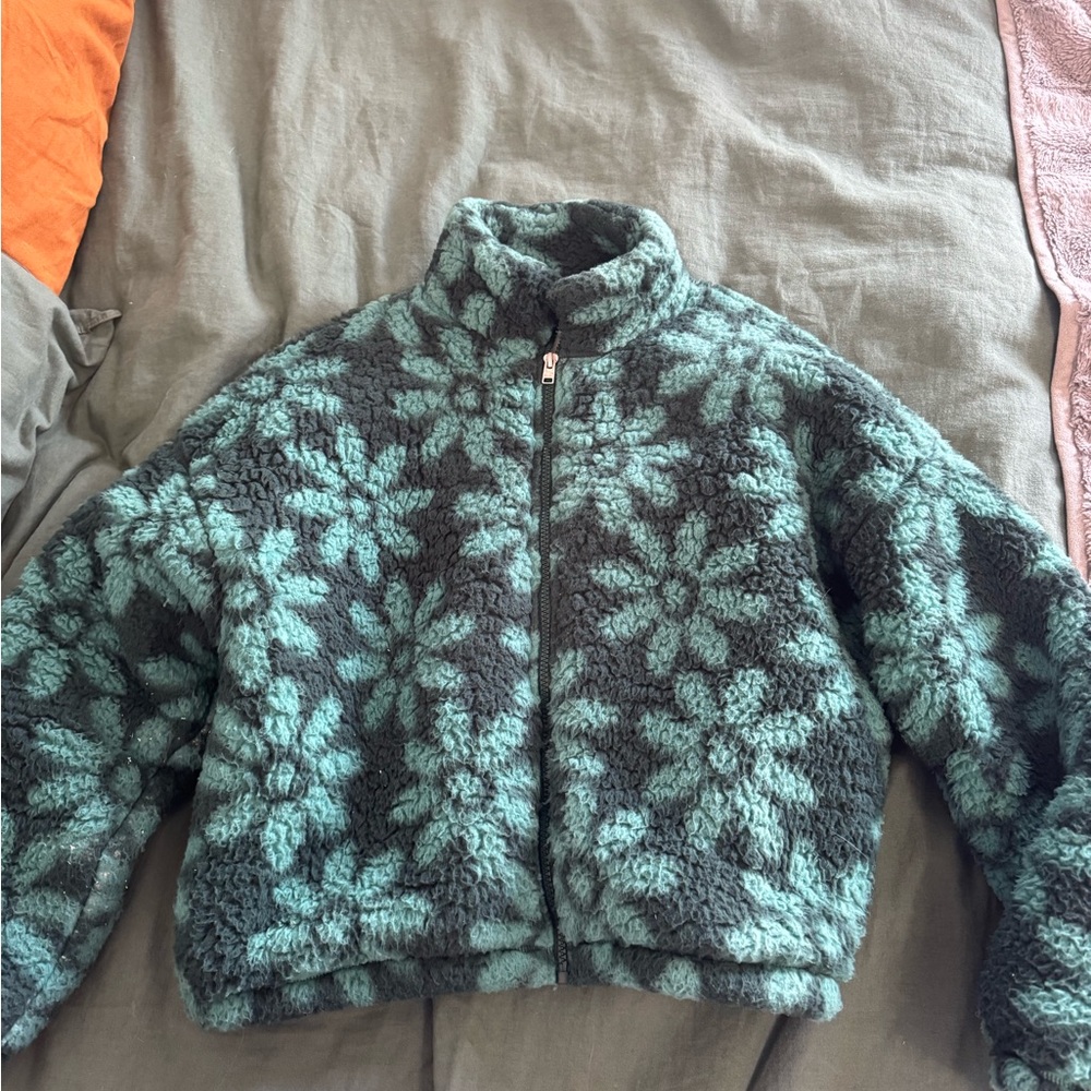 Floral Patterned Fleece Jacket
